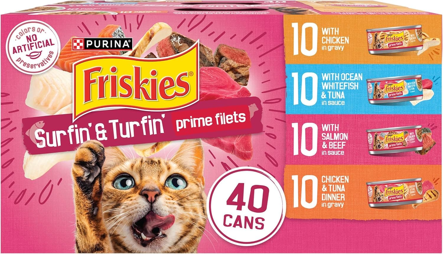 Friskies Gravy Wet Cat Food Variety (40 Cans)